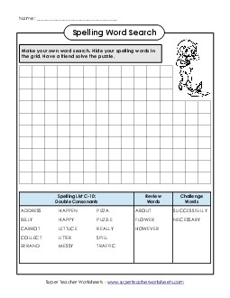 Make-a-Search (C-10) Spelling C Worksheet