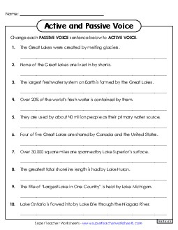 Change Passive to Active Voice Sentences Active And Passive Voice Worksheet