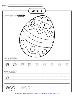 E is for Egg Easter Worksheet