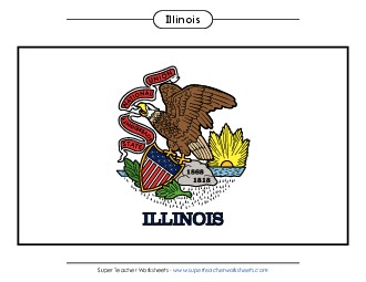 Illinois State Flag (Full-Color Version) States Individual Worksheet