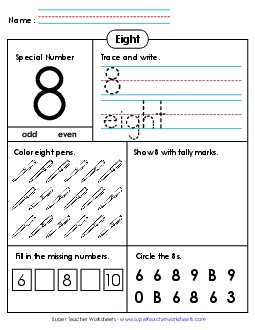 Special Number: Eight Counting Worksheet