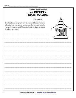 Writing Prompt: Chapter 11 Book The Cricket In Times Square Worksheet