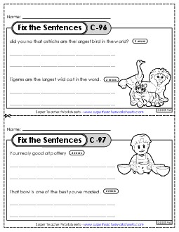 Fix the Sentences C-96 through C-100 Worksheet