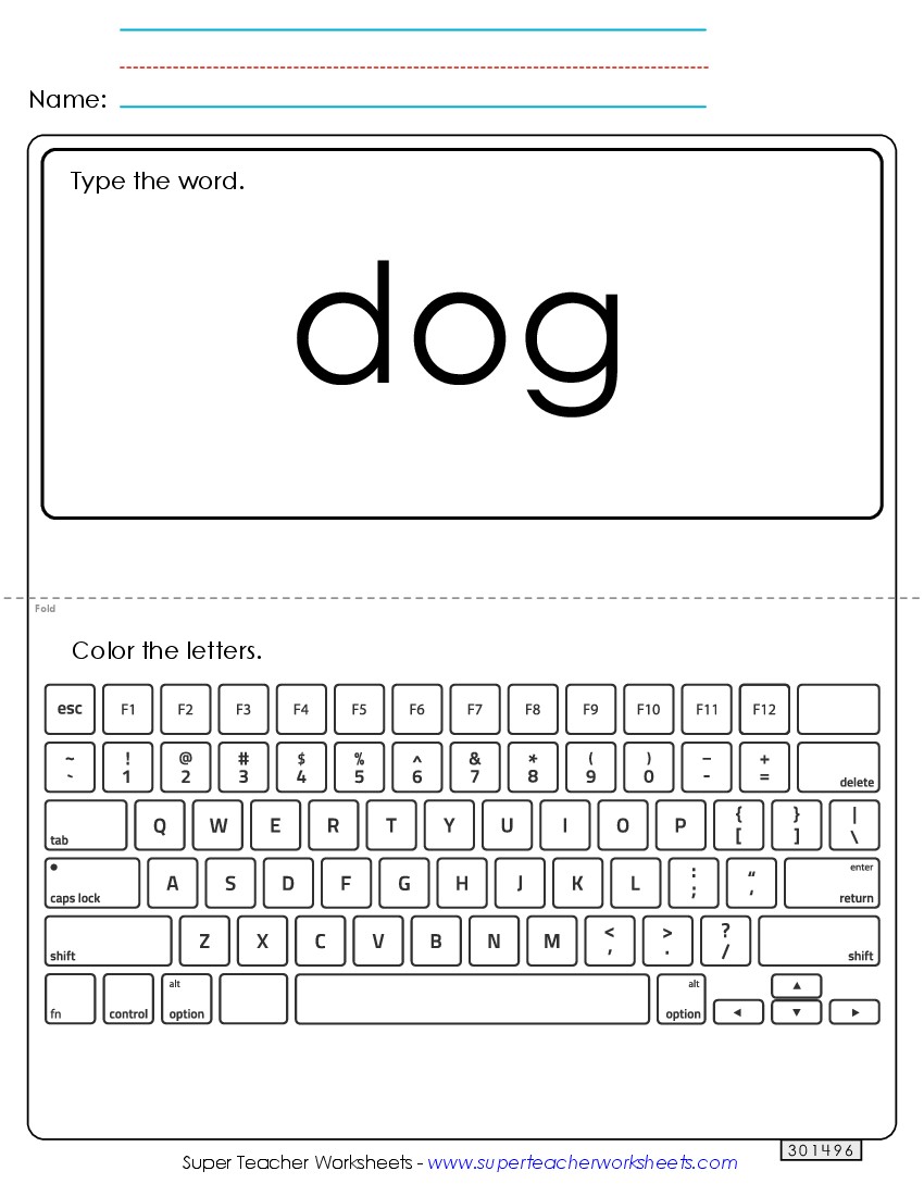 Type the Word: Dog Sight Words Individual Worksheet