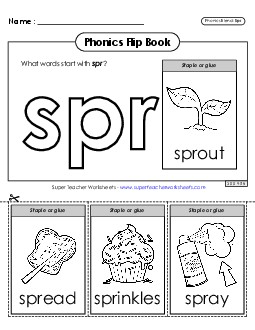 Phonics Flip Book (Spr-) Phonics Blends Worksheet