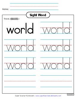 Trace the Word: World Sight Words Individual Worksheet