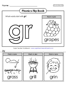 Phonics Flip Book (Gr-) Phonics Blends Worksheet