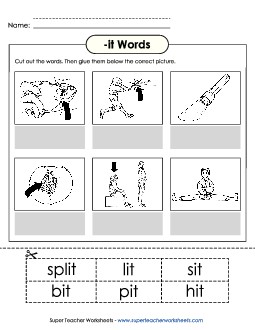 Cut and Glue (-it) Word Families Worksheet