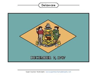 Delaware State Flag (Full-Color Version) States Individual Worksheet