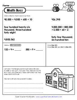 Math Buzz: Week 4 Worksheets 16 through 20 Daily Math Review Worksheet