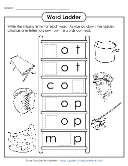 Word Ladder: Short O and A Word Ladders Worksheet