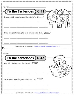 Fix the Sentences C-11 through C-15 Worksheet