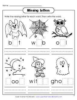 Missing Letters Halloween Worksheet