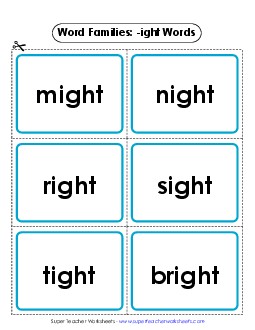 Flashcards (-ight) Word Families Worksheet