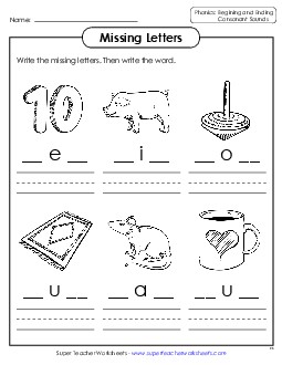 Beginning and Final Letters Phonics Final Ending Sounds Worksheet