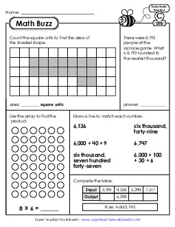 Math Buzz: Week 16 Worksheets 76 through 80 Daily Math Review Worksheet