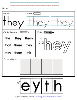 Worksheet 2: They Sight Words Individual Worksheet