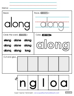 Worksheet 2: Along Sight Words Individual Worksheet