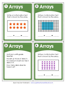 Task Cards: Multiplication with Arrays Worksheet