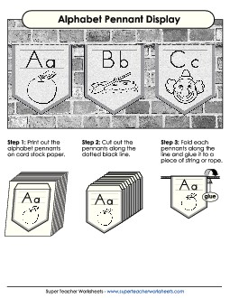 Pennant Display: Coloring Alphabet Worksheet