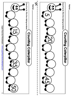 Caterpillar - Count By 5s Counting Worksheet