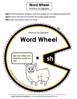 Word Wheel Words That Start With Sh Phonics Digraphs Worksheet