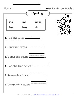 Complete the Sentences (A-Number Words) Spelling A Worksheet