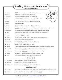 Spelling Test Sentences (D-26) Spelling D Worksheet