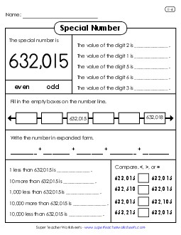 Special Number: 632,015 Worksheet