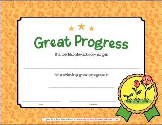 Great Progress Awards Worksheet