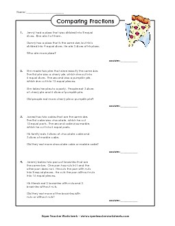 Comparing Fractions Worksheet