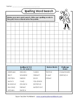 Make-a-Search (D-2) Free Spelling D Worksheet