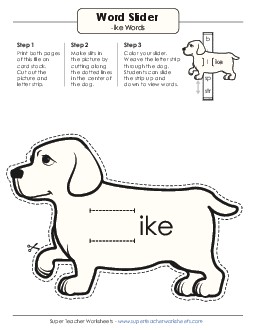 Word Slider (-ike Words) Word Families Worksheet