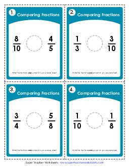 Fractions: Comparing (No Illustrations) Worksheet