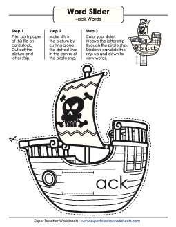Word Slider (-ack Words) Word Families Worksheet