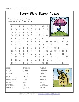 Unsolvable Spring Word Search Wordsearch Worksheet