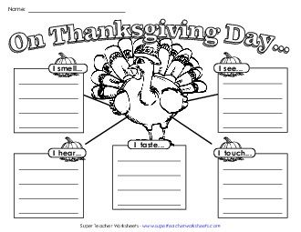 Thanksgiving Senses Worksheet