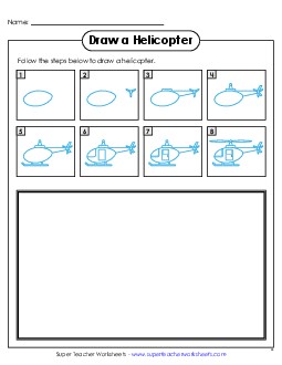 Draw a Helicopter Learning To Draw Worksheet