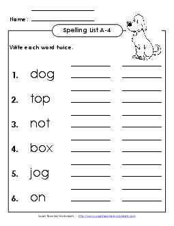 Write Twice (A-4) Spelling A Worksheet