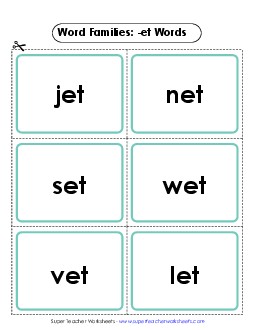 Flashcards (-et) Word Families Worksheet