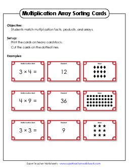 Array Card Sort Multiplication Worksheet