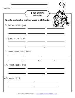 ABC Order - Word Sets (B-9) Spelling B Worksheet