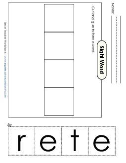 Large Cut-and-Glue: Tree Sight Words Individual Worksheet