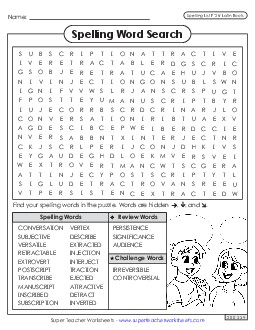 Word Search (F-28) Spelling F Worksheet