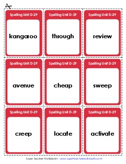 Flashcards (D-29) Spelling D Worksheet