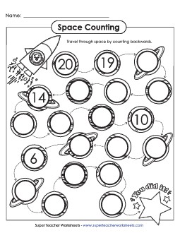 Space Counting (From 20) Worksheet