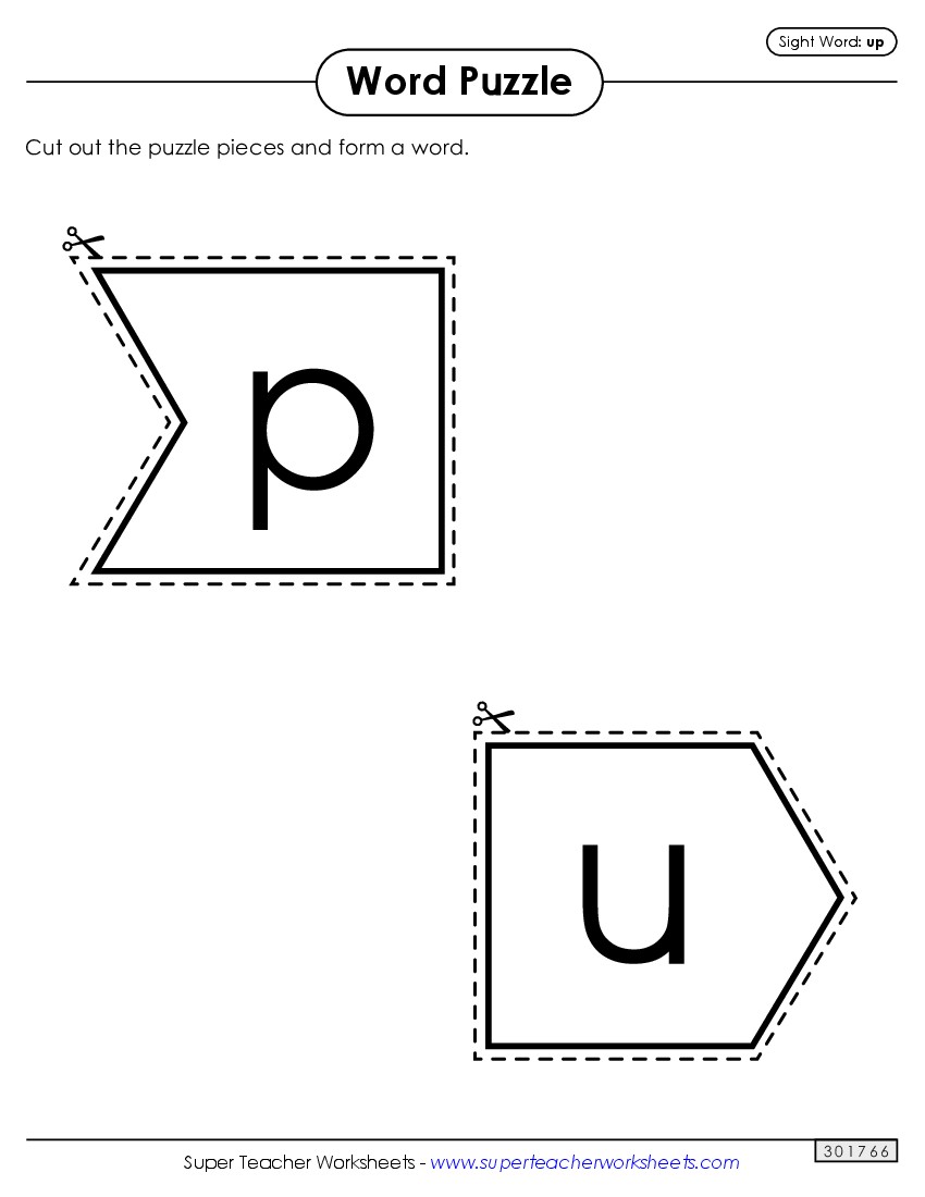 Word Puzzle: Up Sight Words Individual Worksheet