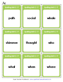 Flashcards (C-17) Spelling C Worksheet