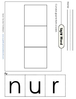 Large Cut-and-Glue: Run Sight Words Individual Worksheet