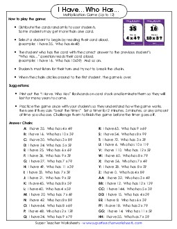 Multiplication (Up to 12s) Worksheet